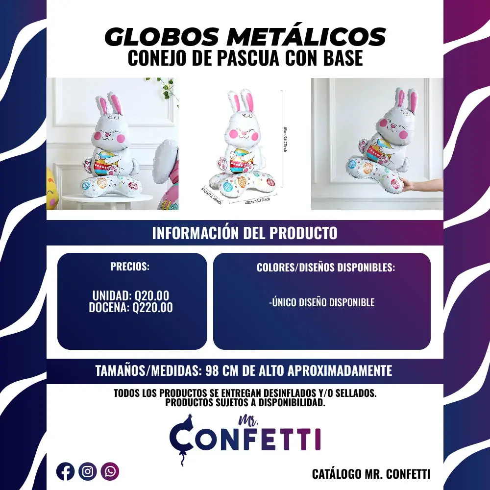 Metálicos Conejo de Pascua con base