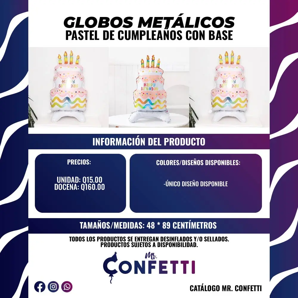 Metálicos Pastel de Cumpleaños con base