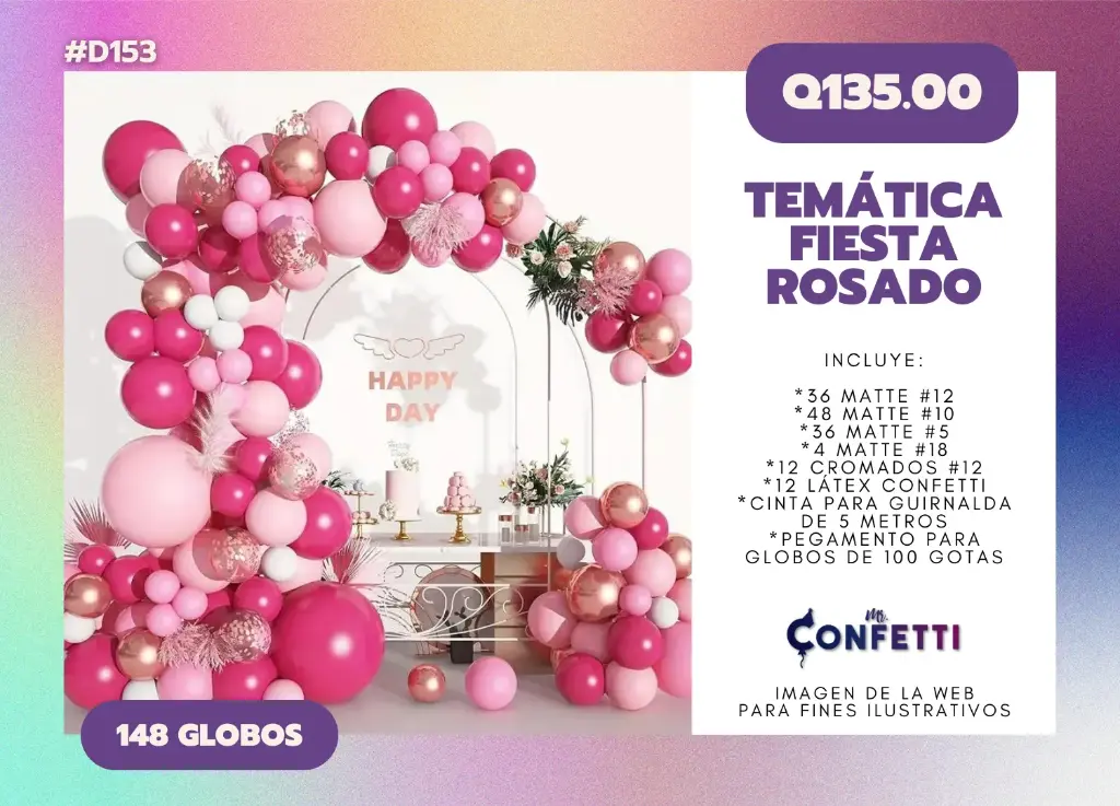 Set de Guirnalda Fiesta Rosada #D153