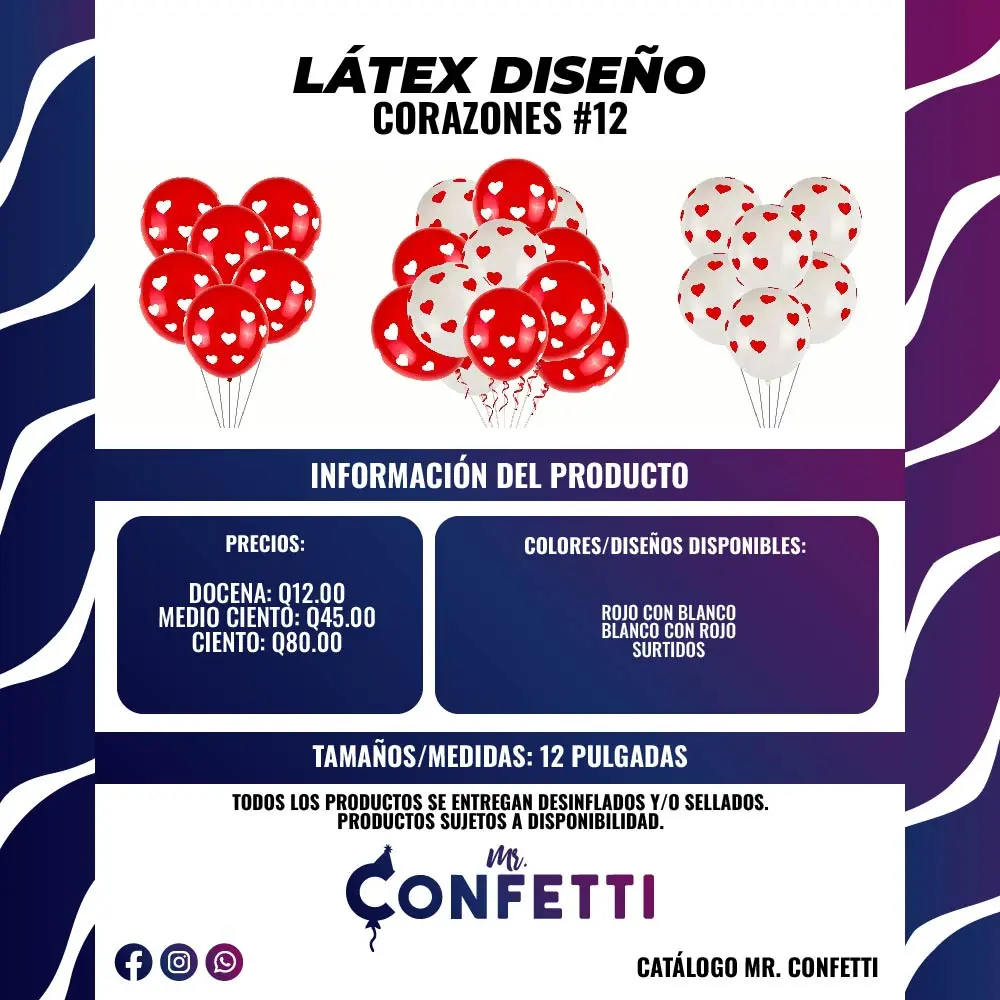 Látex #12 diseño Corazones