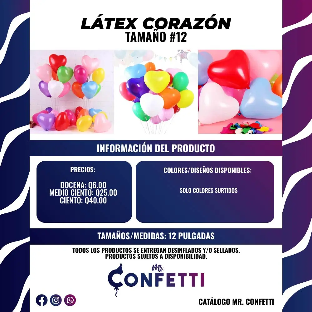 Látex #12 Corazones surtidos