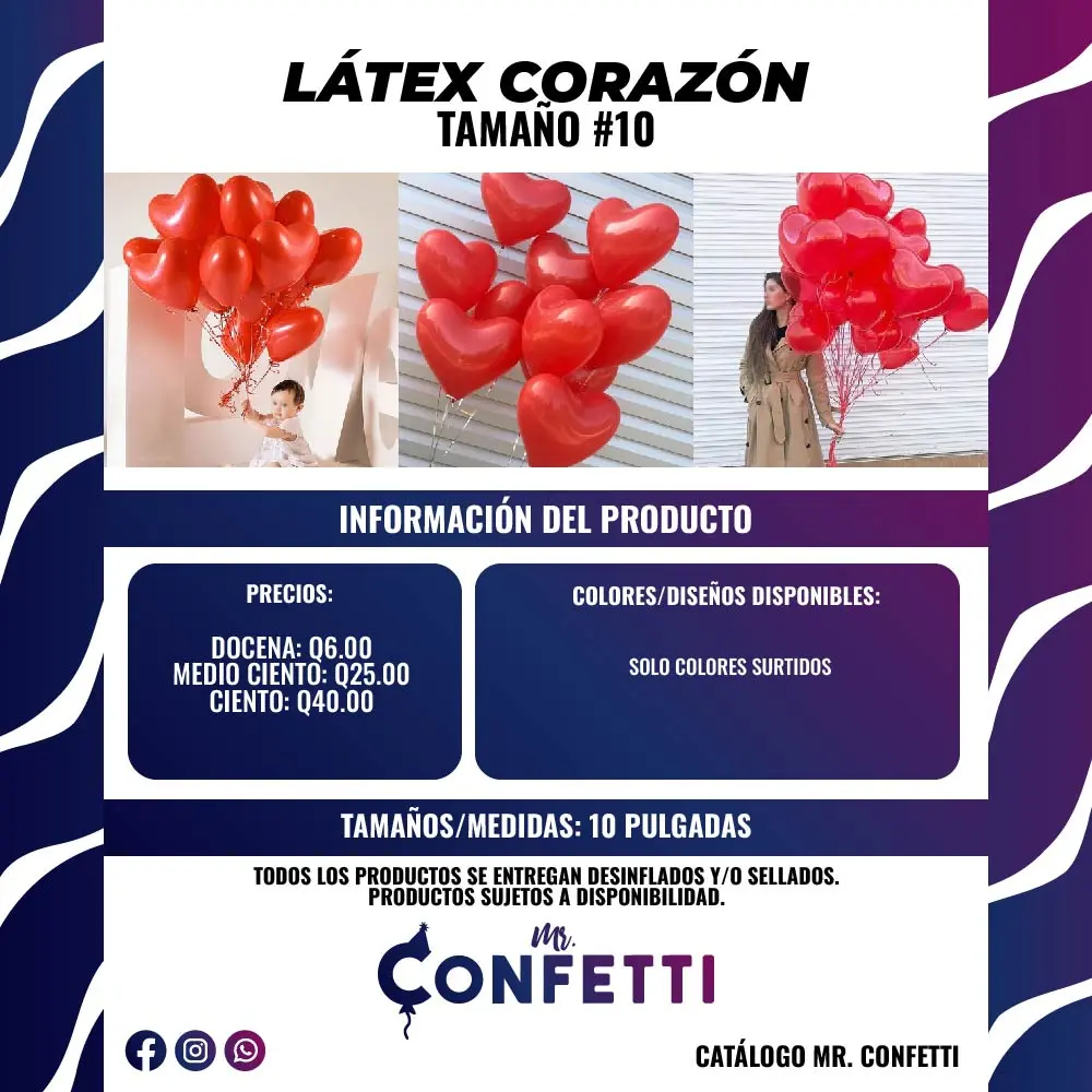 Látex #10 Corazones Rojos