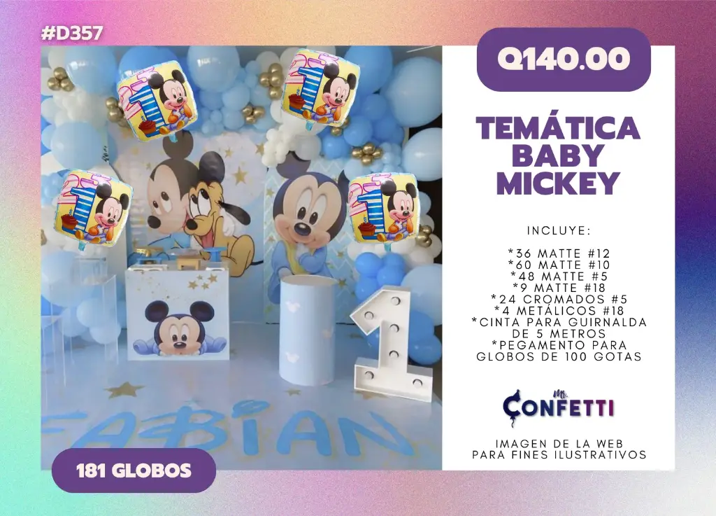 Set de Guirnalda Baby Mickey Mouse #D357