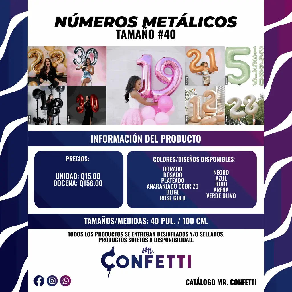 Números Metálicos de 40 pulgadas