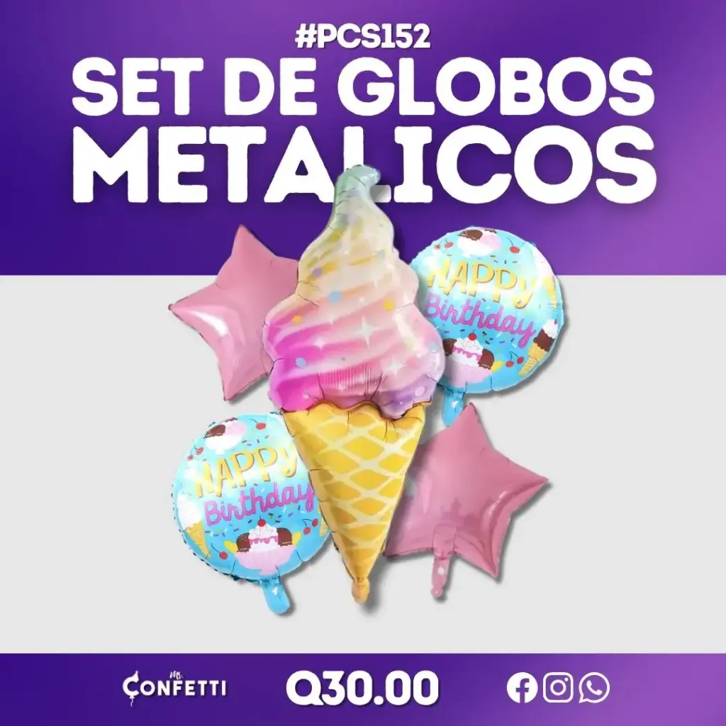 Set de 5PCS Cono de Helado Arcoiris #PCS152