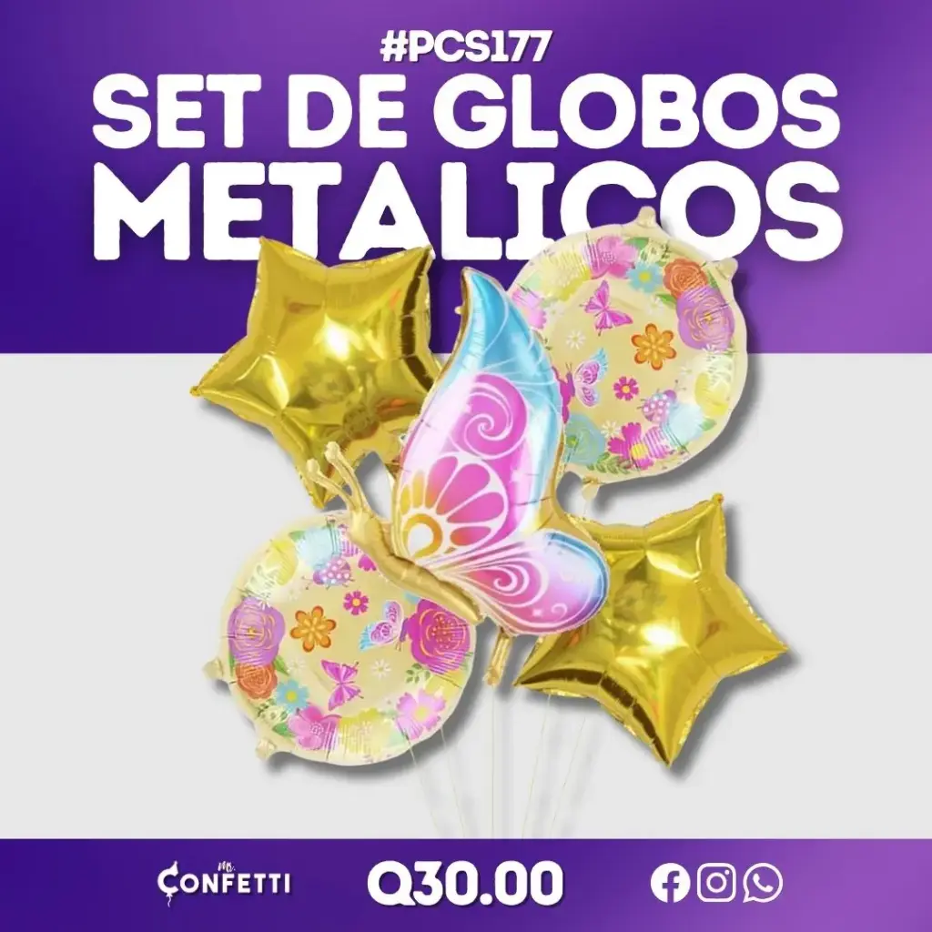 Set de 5PCS Mariposa borde dorado #PCS177