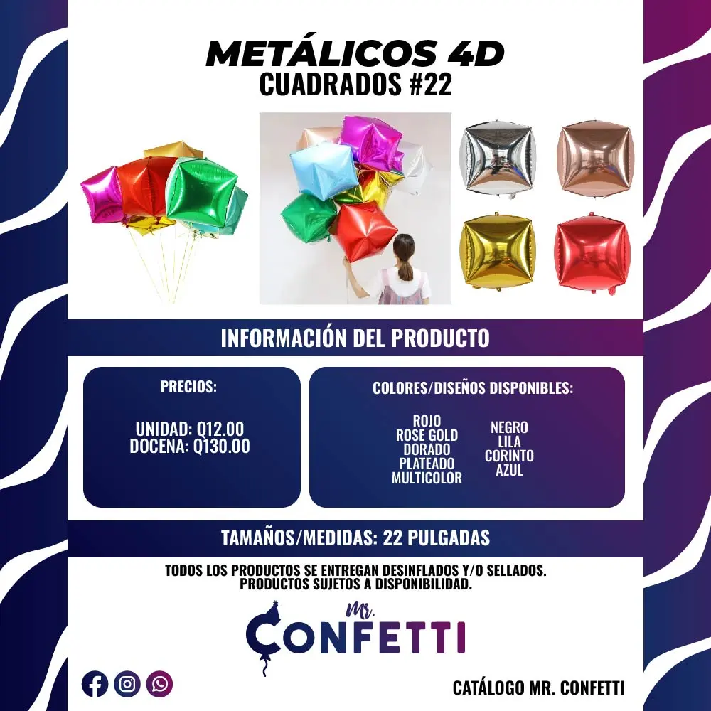 Metálicos 4D Cuadrados #22
