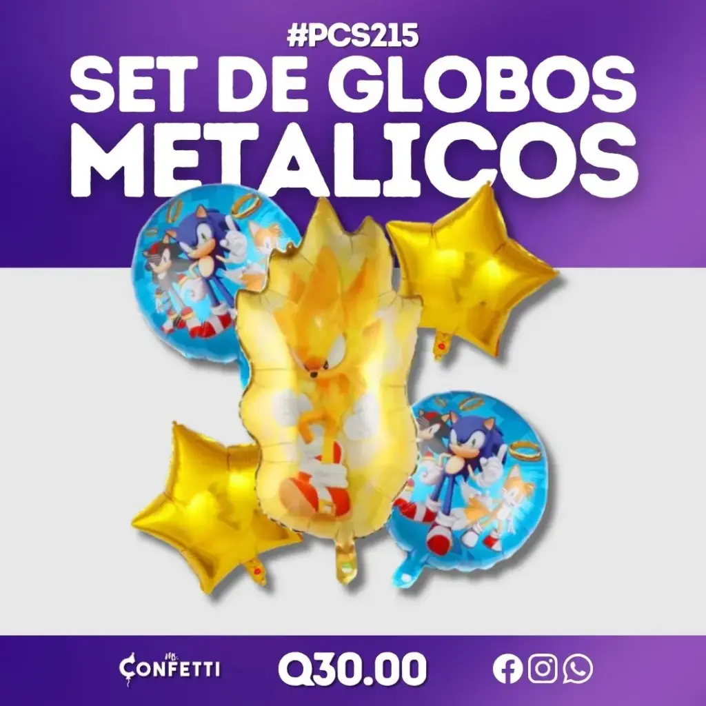 Set de 5PCS Sonic Dorado #PCS215