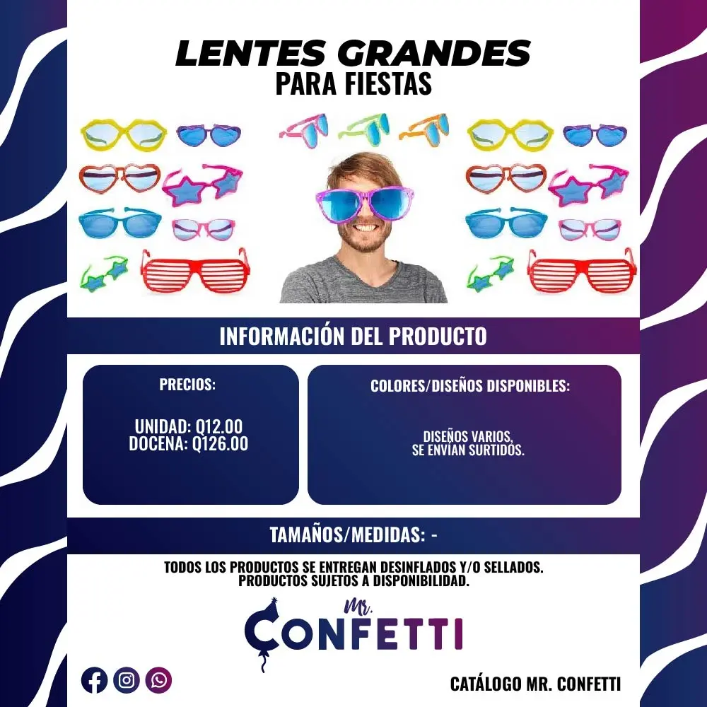 Lentes Grandes para Fiestas