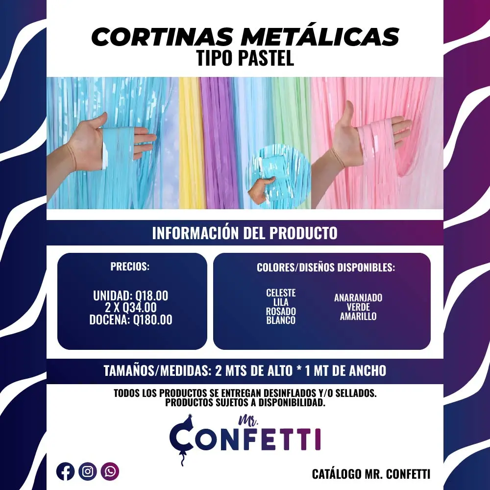 Cortinas metálicas Pastel