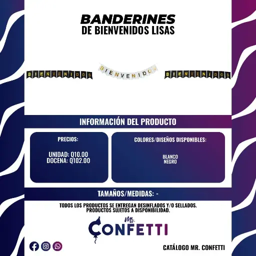 Banderín Bienvenidos liso