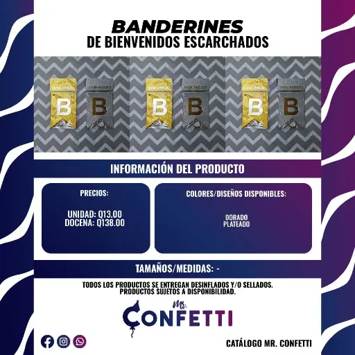 Banderín Bienvenidos Escarchado