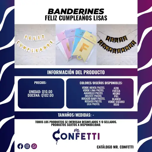 Banderín Feliz Cumpleaños liso