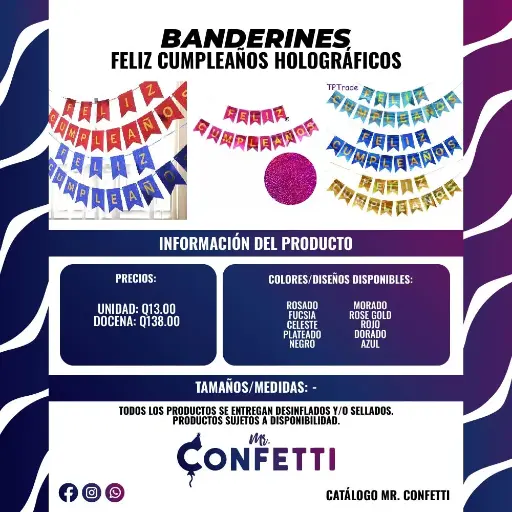 Banderín Feliz Cumpleaños Holográficos