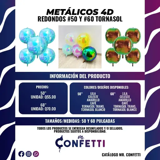 Metálicos 4D Redondos #50 y #60 Tornasol