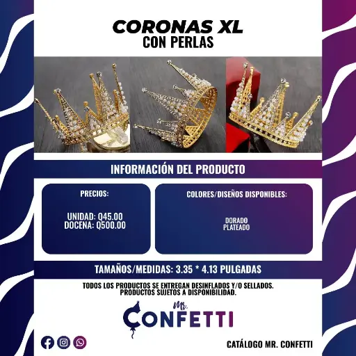 Coronas XL con perlas