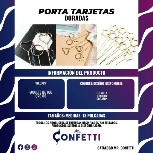 Portatarjetas Metálicas Doradas