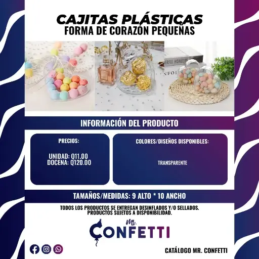 Cajitas Plásticas de Corazón pequeñas