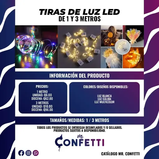 Tiras de Luces Led de 1 y 3 metros