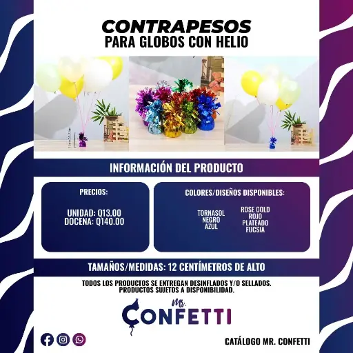Contrapesos para Globos con Helio