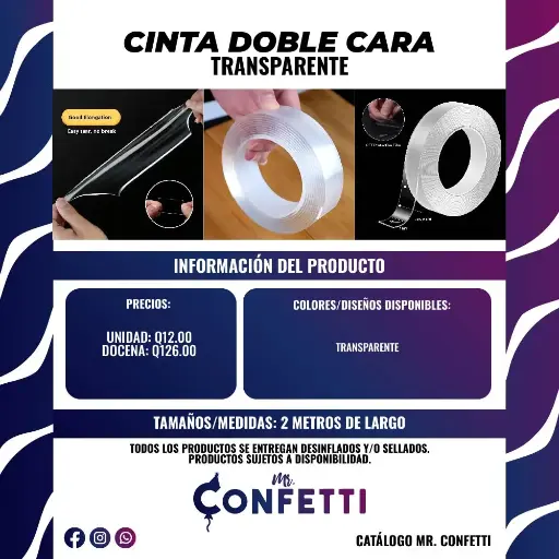 Cinta doble cara Transparente
