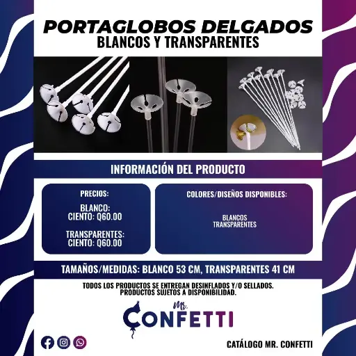 Portaglobos Delgados Blancos y Transparentes
