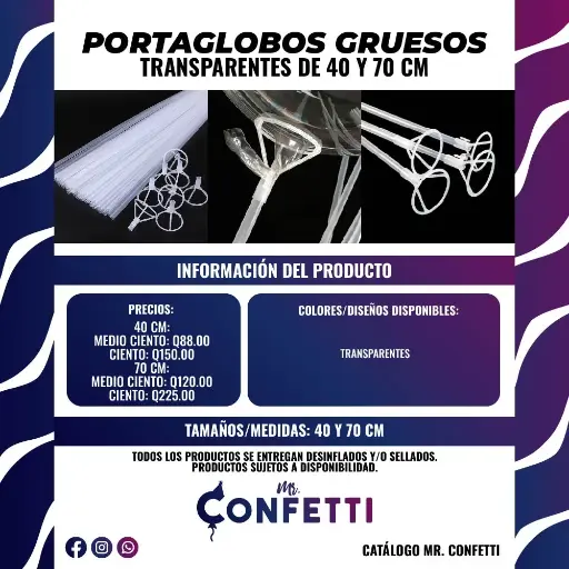 Portaglobos Gruesos Transparentes de 40 y 70 CM