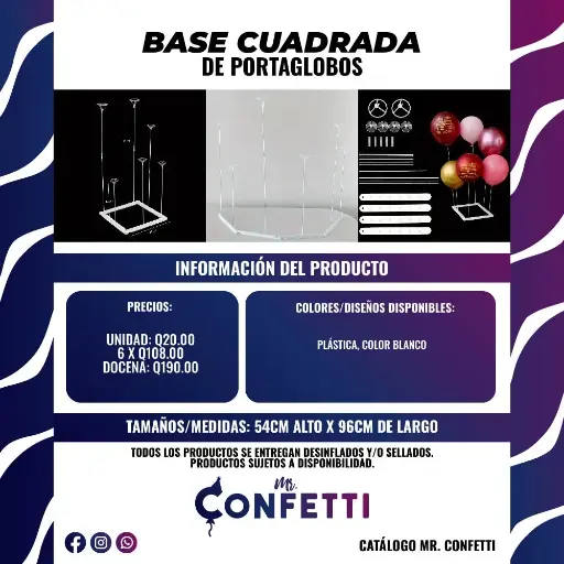 Base Cuadradad de 6 Portaglobos