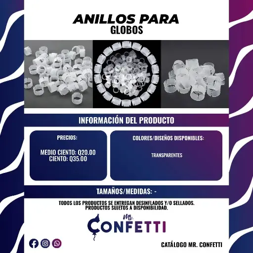 Anillos para Globos plásticos