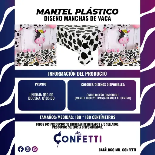 Mantel Plástico Manchas de Vaca