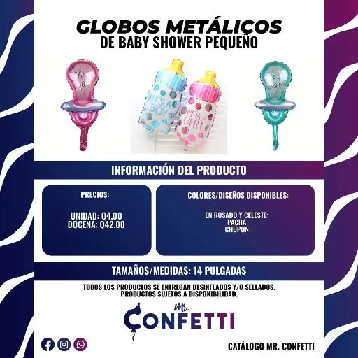 Metálicos de Baby Shower pequeños