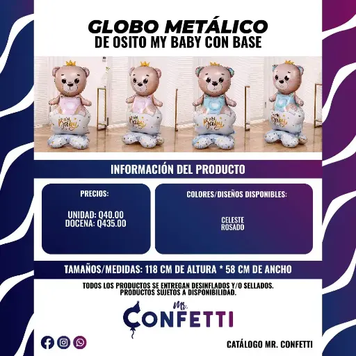 Metálicos de Osito My Baby con base