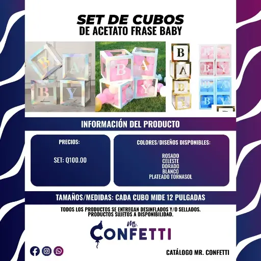 Cubos de acetato frase BABY
