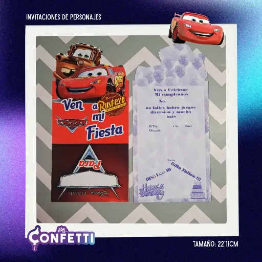 Invitación de personajes 10U Cars