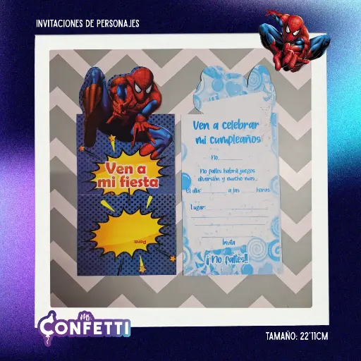 Invitación de personajes 10U Spiderman