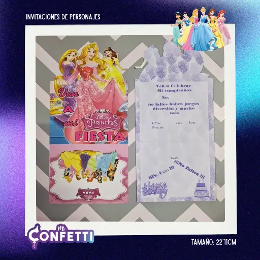 Invitación de personajes 10U Princesas