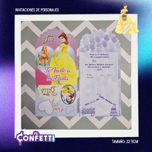 Invitación de personajes 10U Princesa Bella