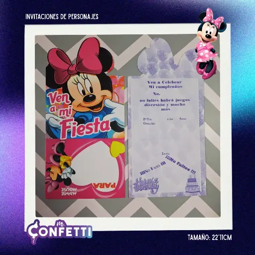 Invitación de personajes 10U Minnie Mouse