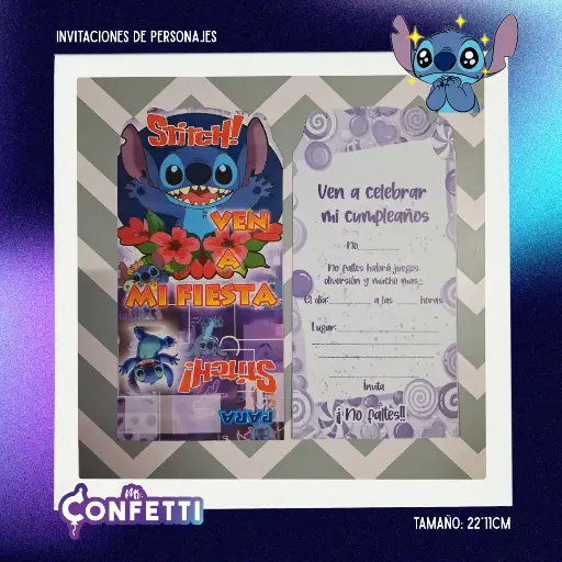 Invitación de personajes 10U Stich