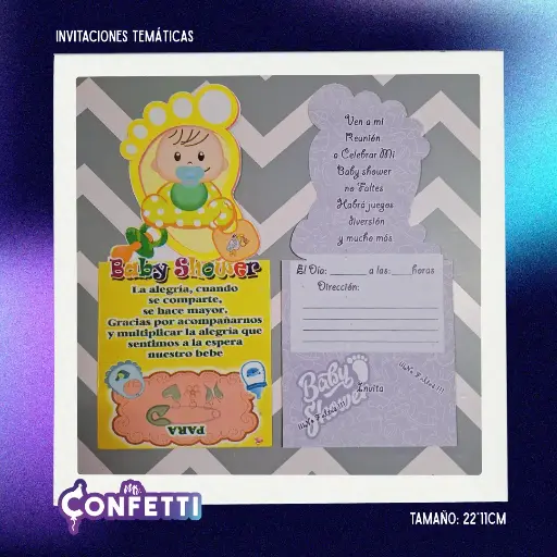 Invitación Temática 10U Baby Shower Piecito Amarillo