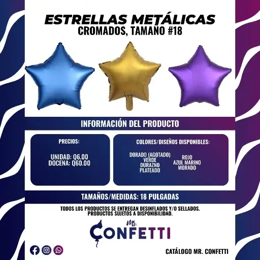 Metálicos de Estrella #18 Cromados