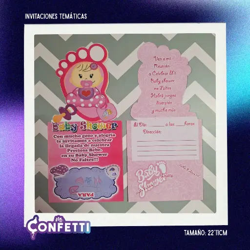 Invitación Temática 10U Baby Showewr Piecito Rosado