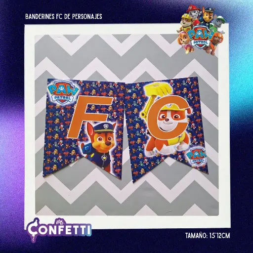 Banderín de Feliz Cumpleaños Personaje Paw Patrol