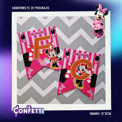 Banderín de Feliz Cumpleaños Personaje Minnie Mouse