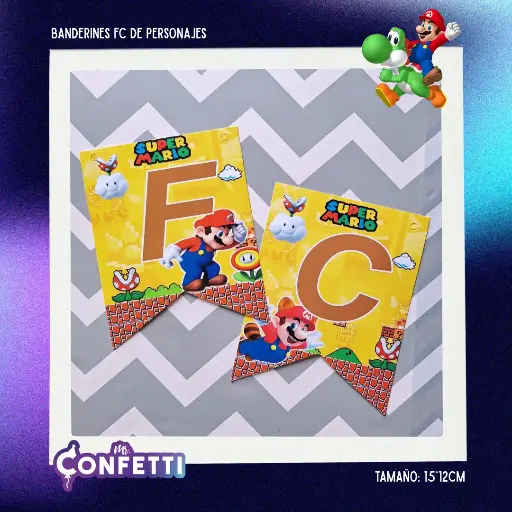 Banderín de Feliz Cumpleaños Personaje Mario Bross