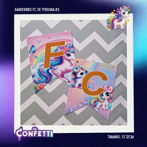 Banderín de Feliz Cumpleaños Personaje Unicornio