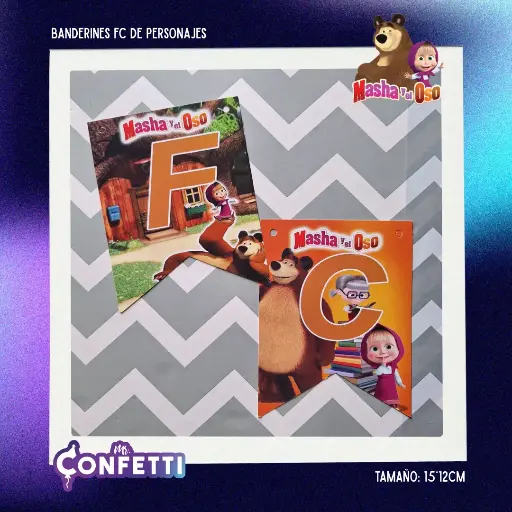 Banderín de Feliz Cumpleaños Personaje Masha y el Oso
