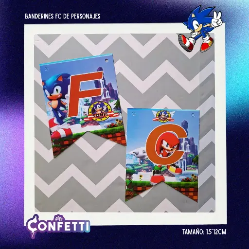 Banderín de Feliz Cumpleaños Personaje Sonic
