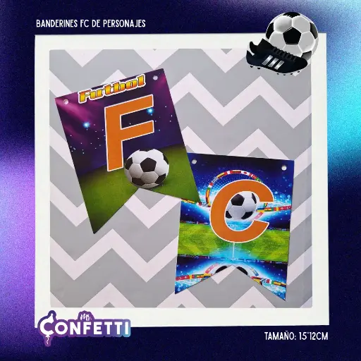 Banderín de Feliz Cumpleaños Personaje Fútbol