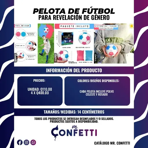Pelota de Fútbol para Revelación de Género